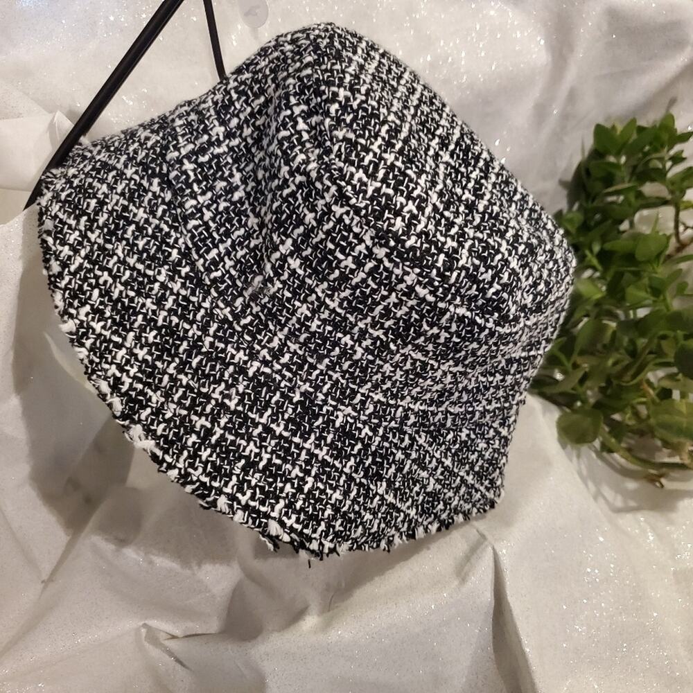 Claire's Black & White Tweed Bucket Hat New
